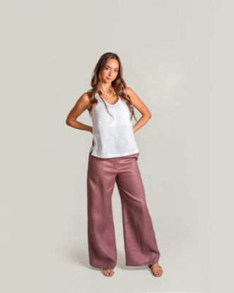 Imagen de Pantalón Ofelia Lino Marrón