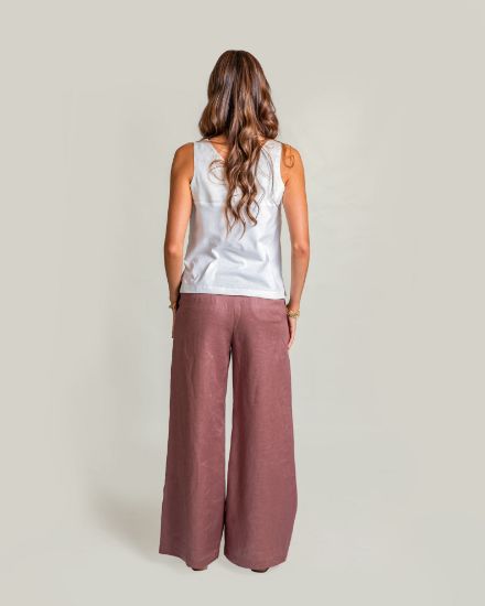 Imagen de Pantalón Ofelia Lino Marrón