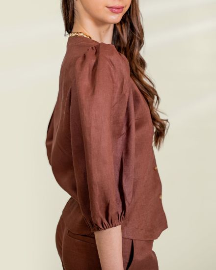 Imagen de Camisa Milena Lino Chocolate
